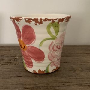 Bloempot Wit met Bloemen opdruk