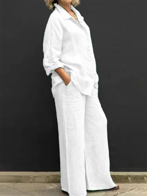 Sloane | Overhemd met lange mouwen & losse broek Set - Afbeelding 4