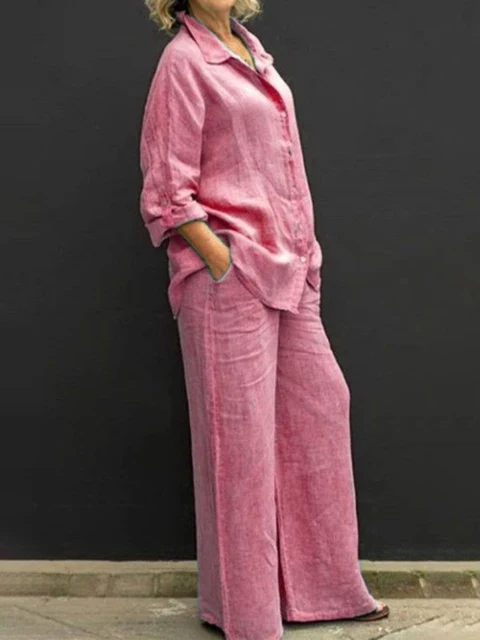 Sloane | Overhemd met lange mouwen & losse broek Set - Afbeelding 9