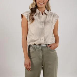 Abby Top Stripe | Sand